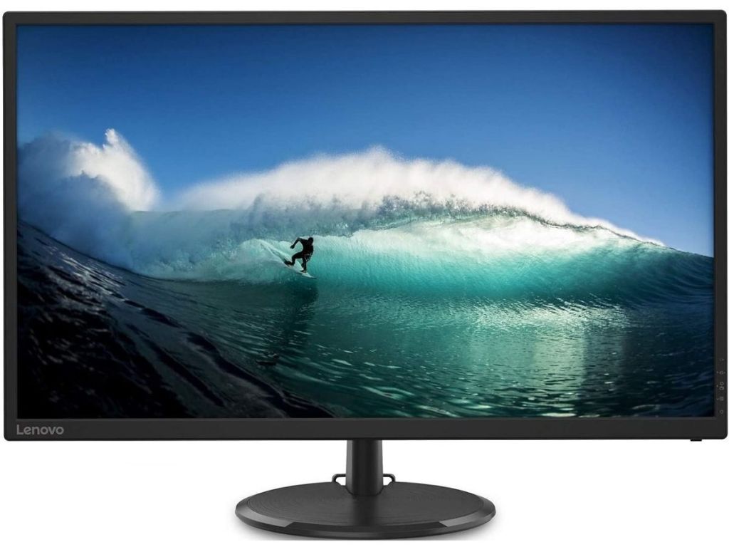 Lenovo monitor with man surfing on display
