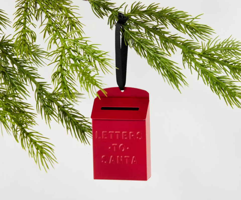 Letters to Santa Ornament hanging on a tree