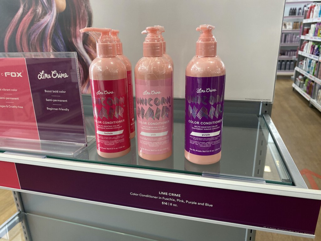 ulta shelf with bottle of Lime Crime Color Conditioner 8 Ounce 