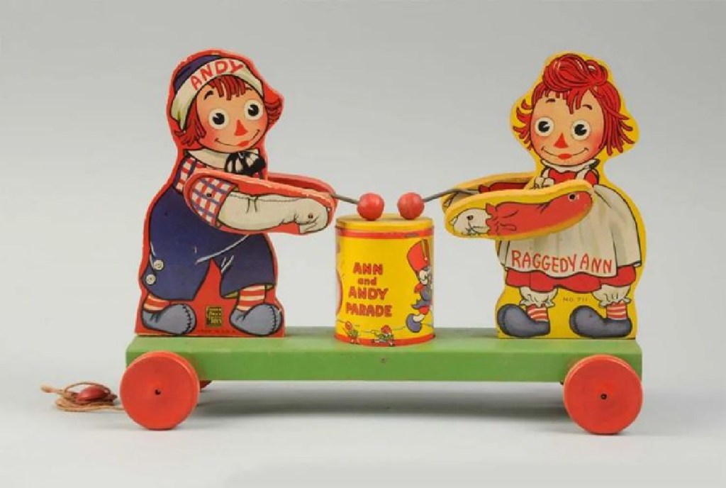 Raggedy Ann and Andy Doll pull toy by Fisher Price