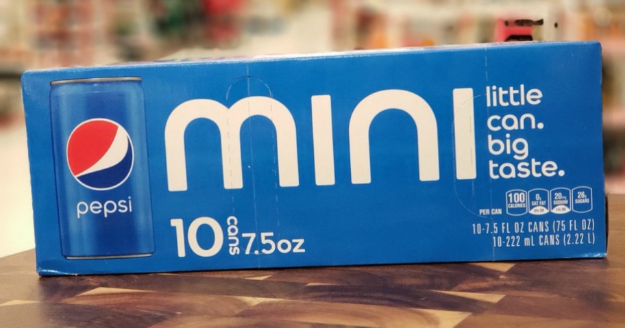 Small 10 pack of mini Pepsi brand soda cans