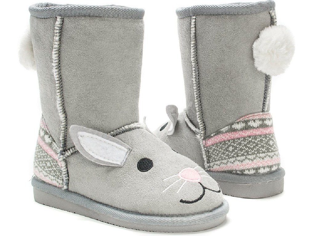 Muk Luks Gray Trixie Bunny Boots