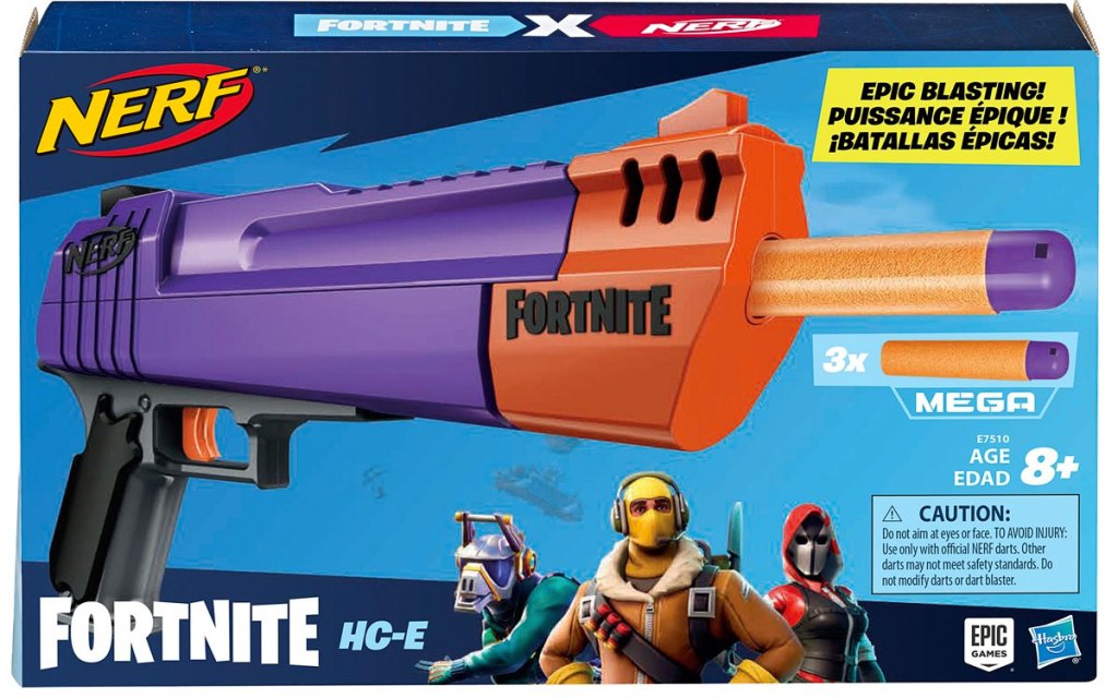 nerf fortnite themed blaster gun with foam darts