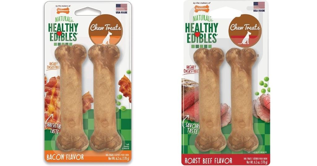 two packs of Nylabone Dog treats