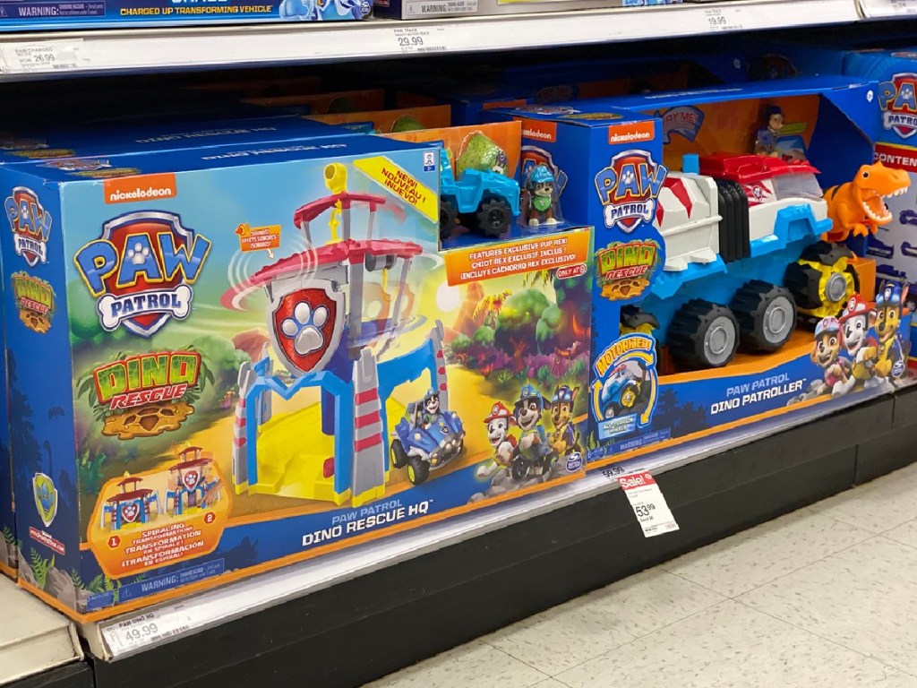 Paw Patrol toys on shelf at Target