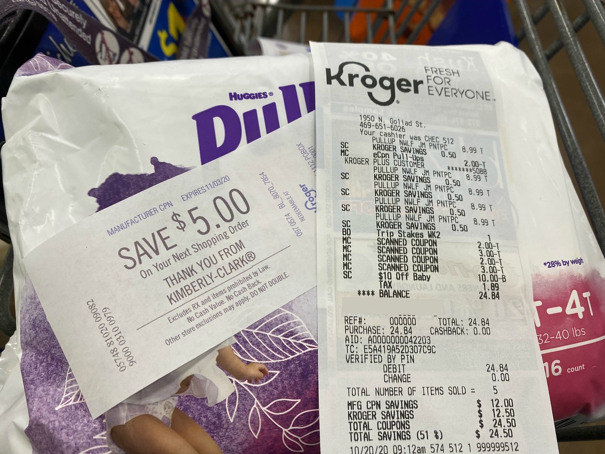 Pull-Ups Catalina and Kroger Receipt