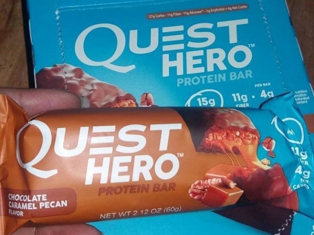 Quest Hero Chocolate Caramel Pecan bars