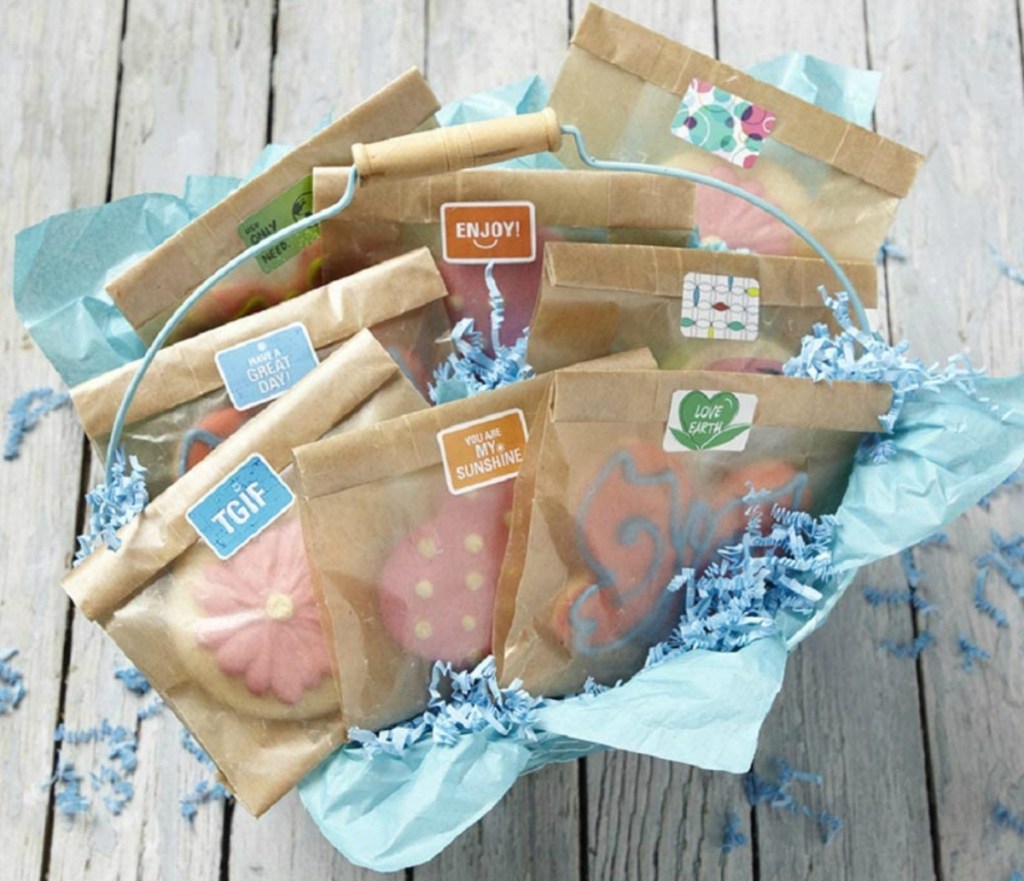 Reynolds brand wax paper bags with cookies in a basket