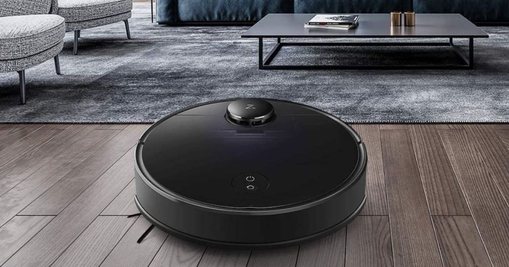 robot vacuum in a living room