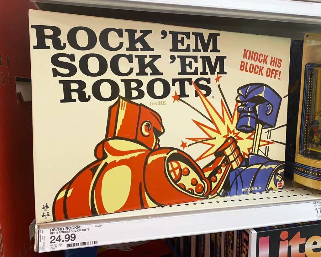 Rock em Sock em Robots board game on target shelf