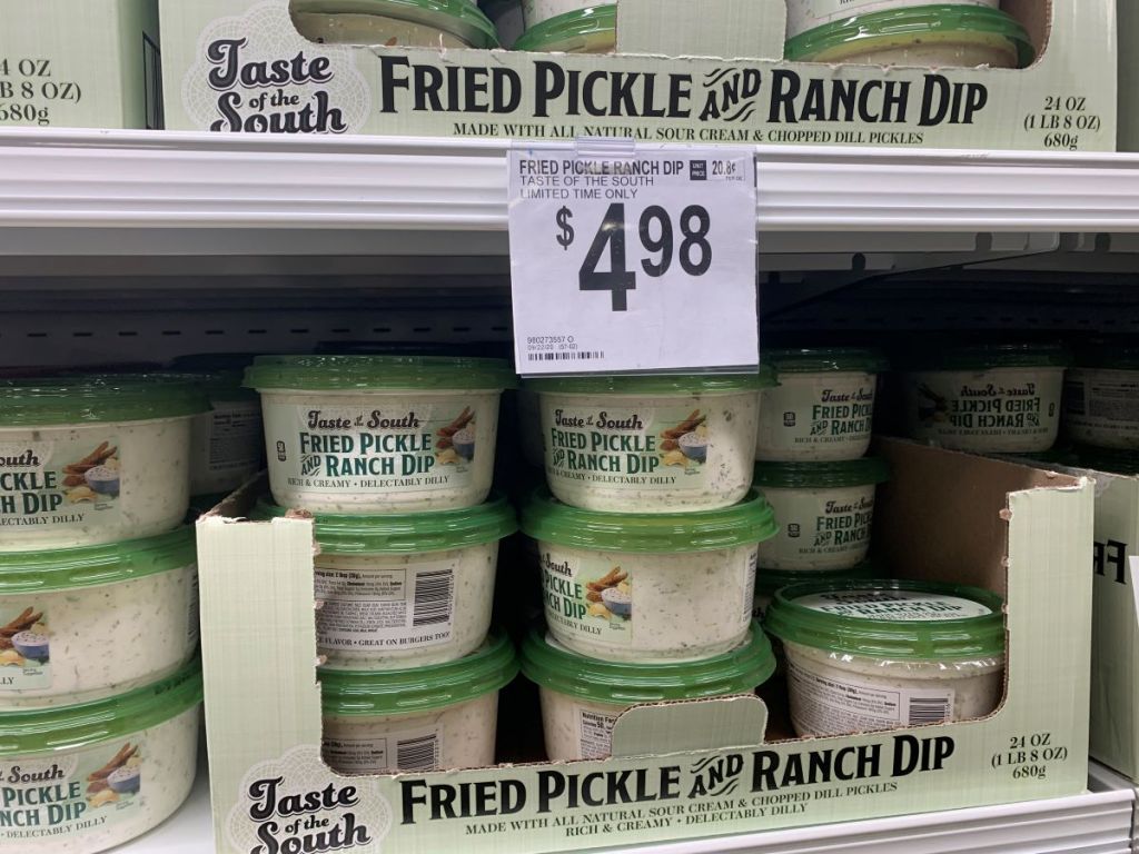 display of Sam's Club Fried Pickle Ranch Dip