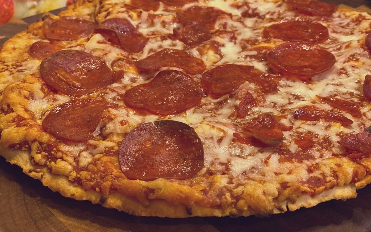 A cooked tony's pepperoni pizza