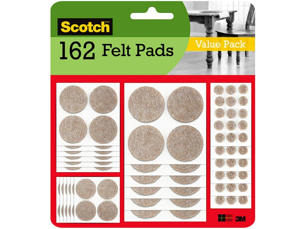 Scotch 162-Pack Round Beige Assorted Sizes Felt Pads