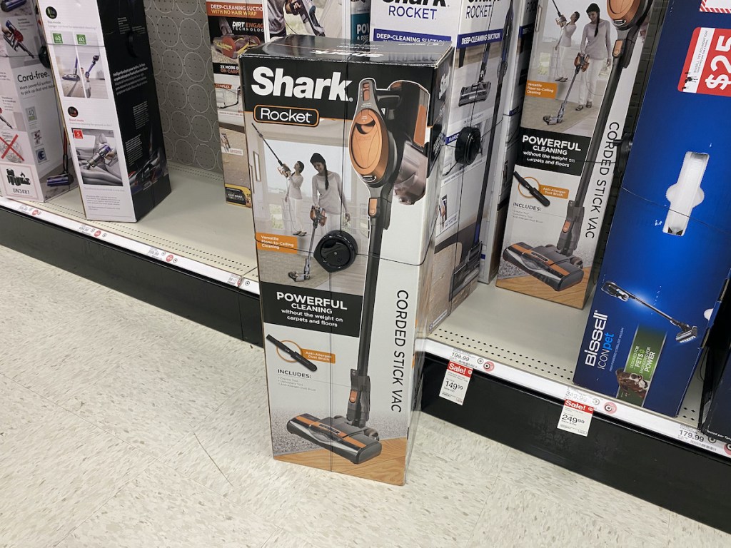 target aisle of Shark Rocket Ultra-Light Corded Stick Vacuum