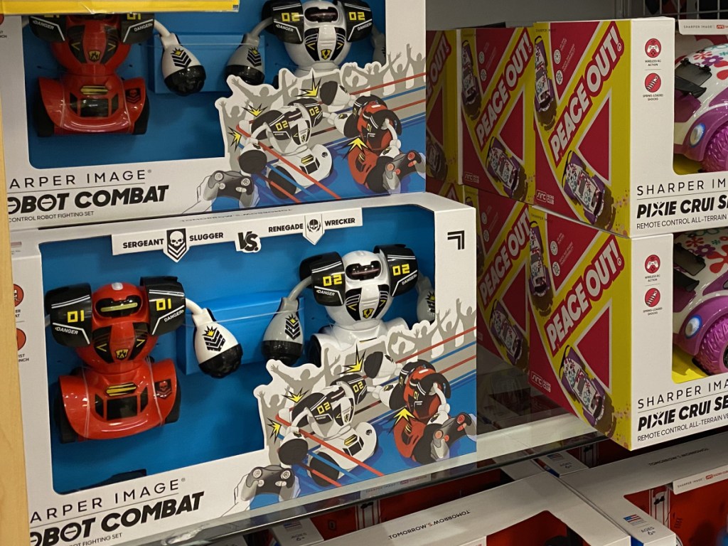 kids robot toy set on store shelf