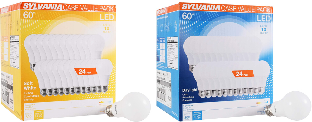 Sylvania soft whie and daylight bulbs and boxes
