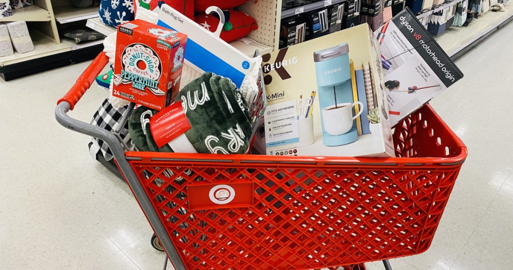 Target shopping cart with gifts