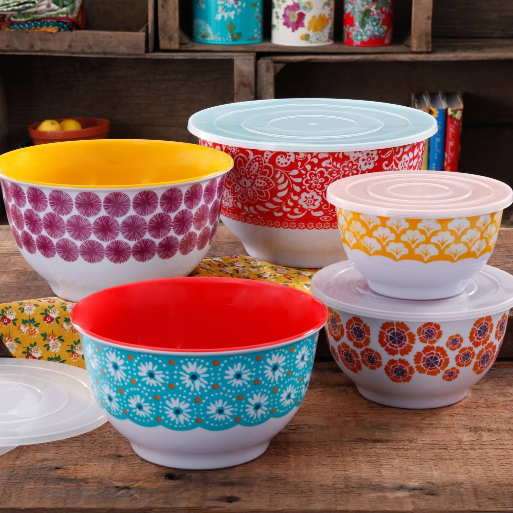 The Pioneer Woman Mixing Bowls shown in a kitchen