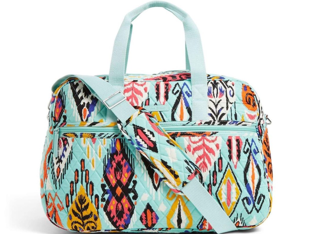 blue patterned traveler bag
