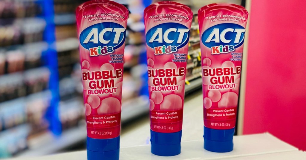 act toothpaste three tubes of bubblegum