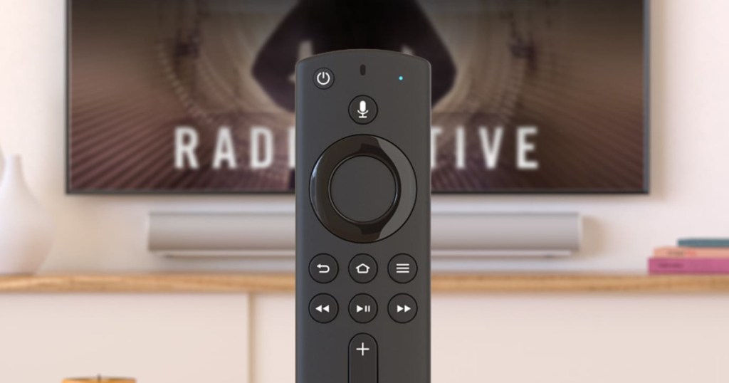 amazon fire stick in front of TV