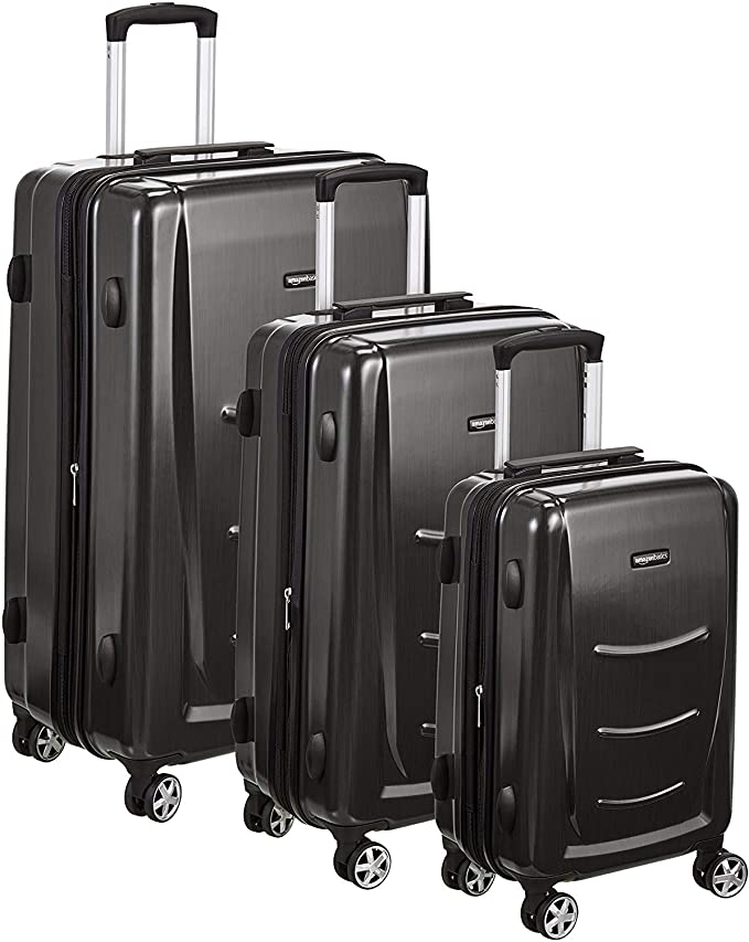 amazonbasics three piece luggage in black