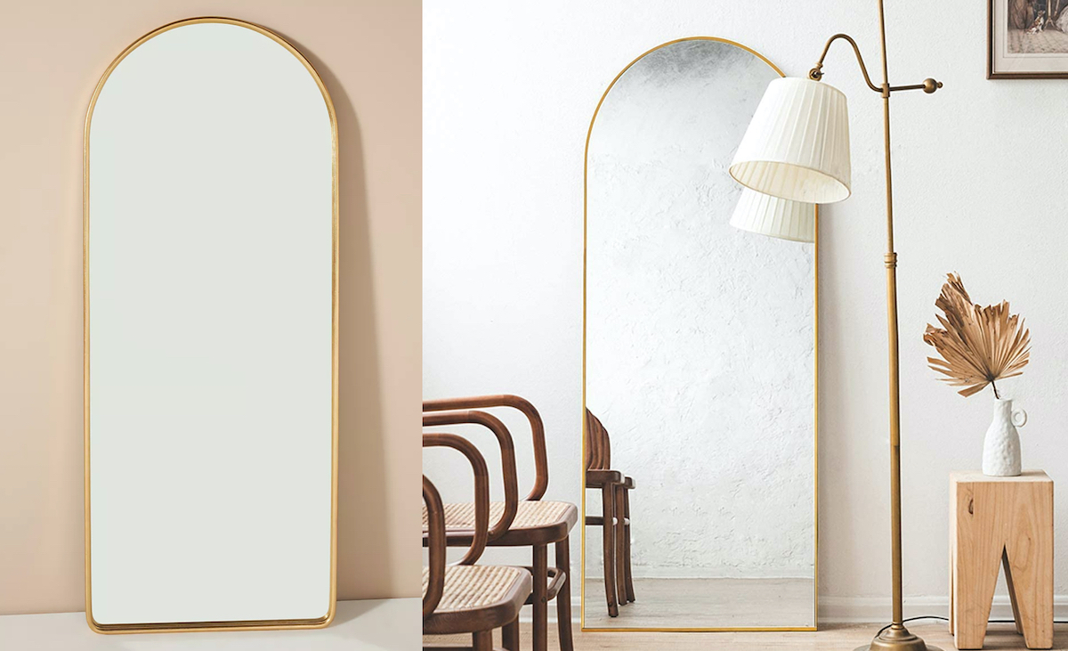 10 Dreamy Anthropologie Dupes On Amazon For Your Home Hip2Save   Anthropologie Copy Cat Gold Arch Floor Length Mirror 