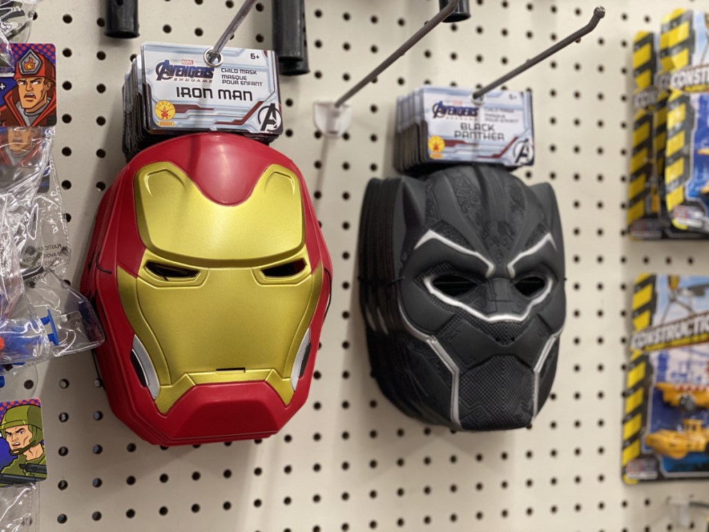 store display with Avengers movie Halloween masks