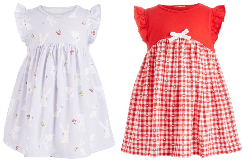 baby girl dresses white floral and red gingham