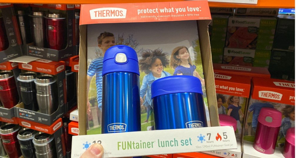 blue thermos pack in store