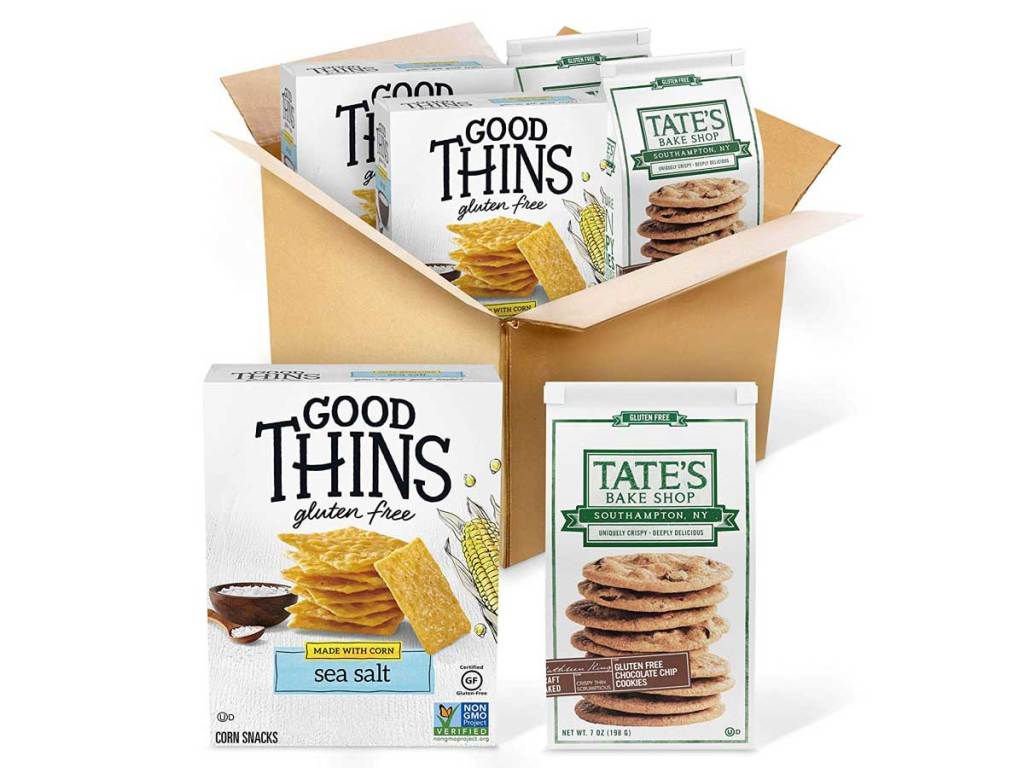 gluten free crackers and cookies in a box