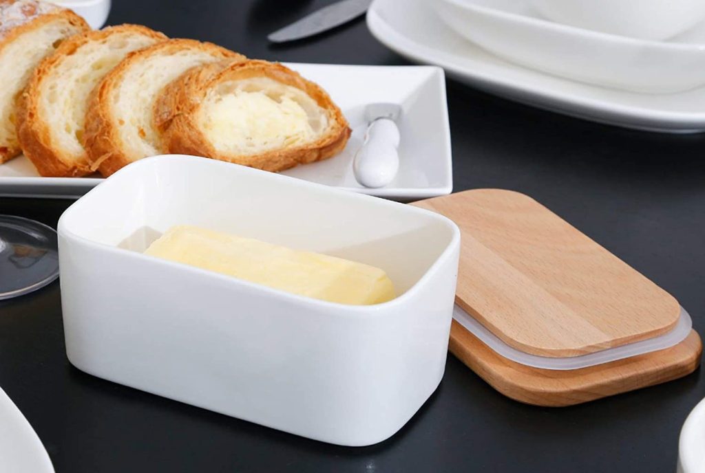 sweese butter dish with butter inside lid off