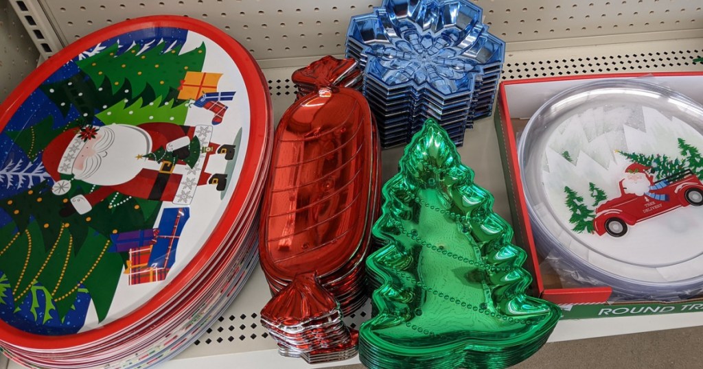 Christmas dishes on store shelf