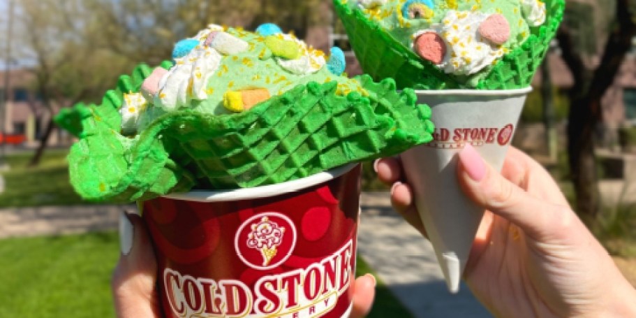 Coldstone Creamery Lucky Charms Ice Cream & Green Waffle Cones Are Back