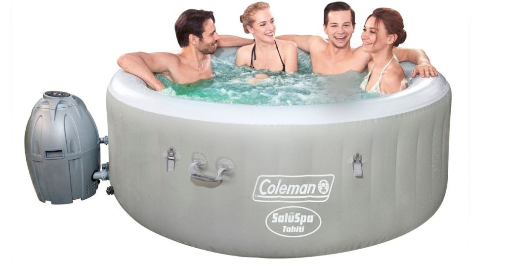 Coleman hot tub with four people in it