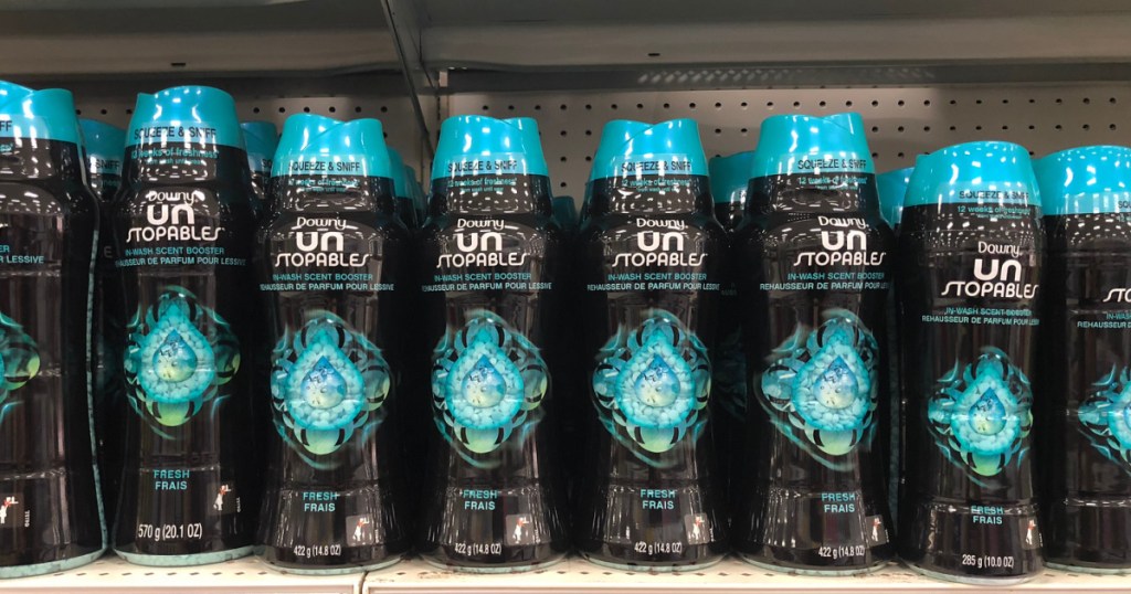 downy unstoppables many on shelf in-store
