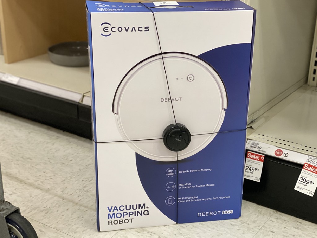 robot vacuum in box on store display