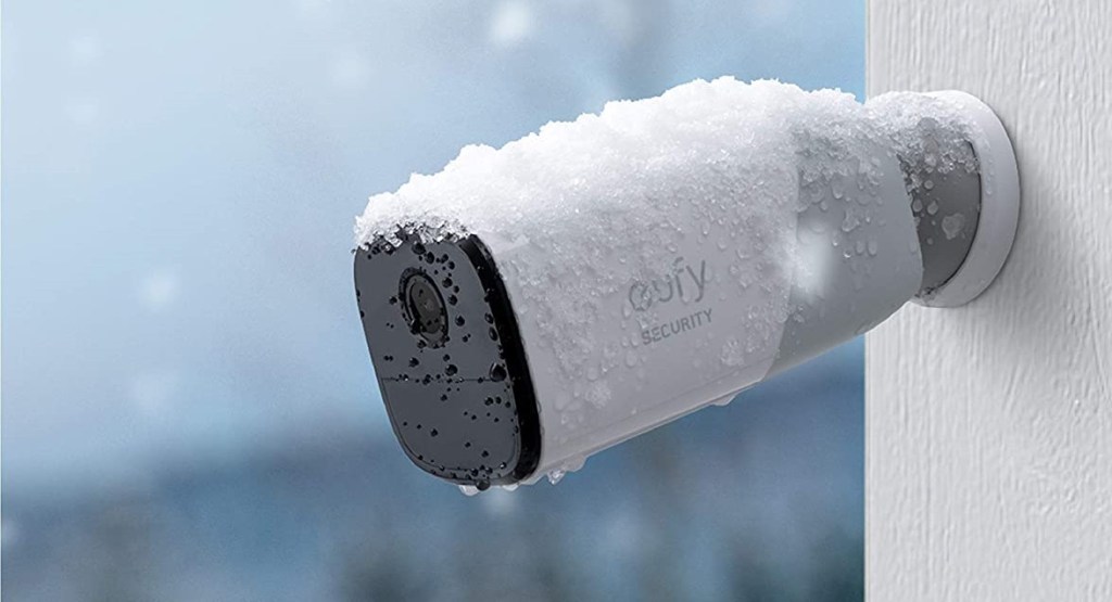 outdoor security camera with ice on it
