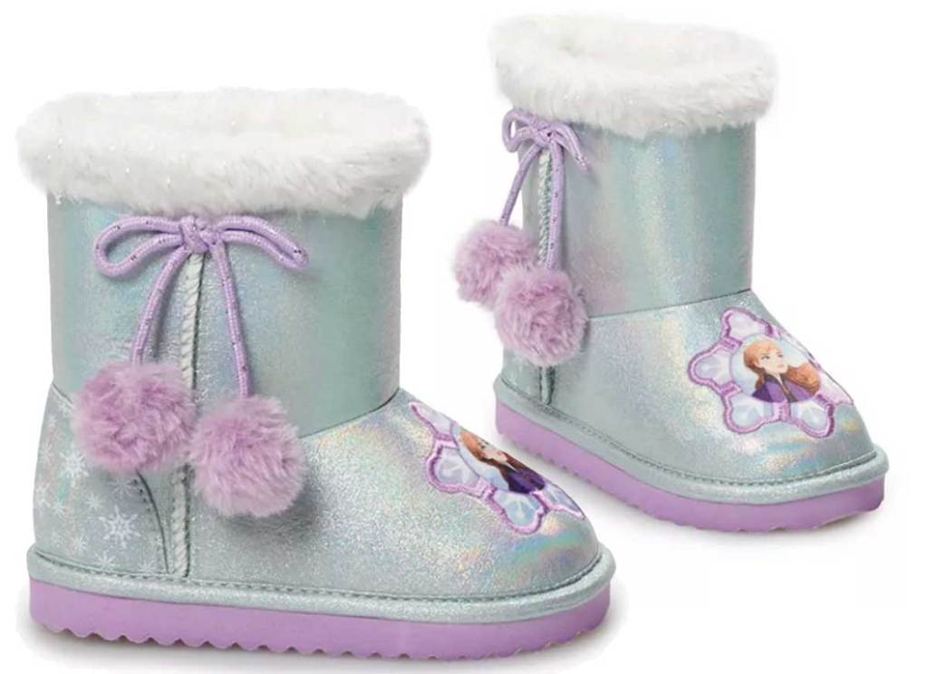 girls winter boots with purple pom pons