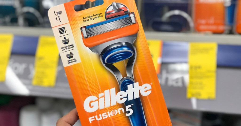 boxed package with razor in it by store display