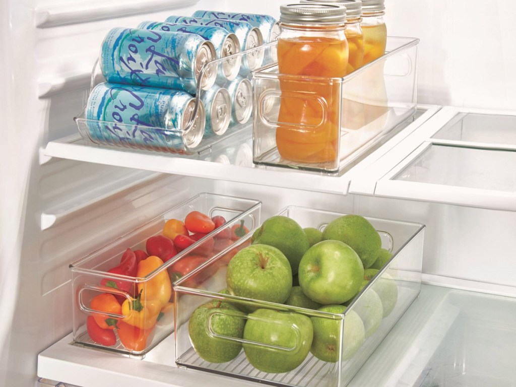 iDesign 4-Piece Kitchen Bin Sets in refrigerator