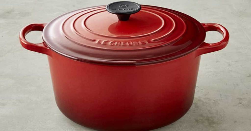 red dutch oven on table