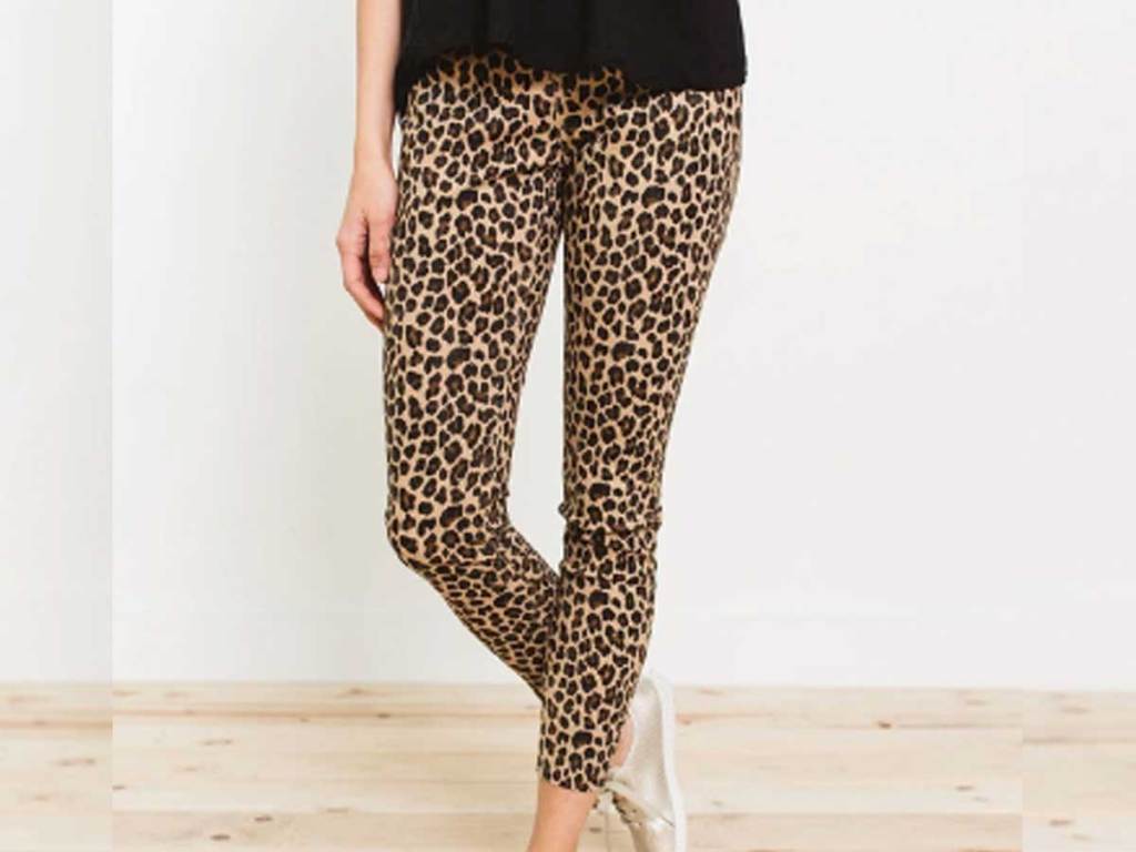leopard leggings on a model