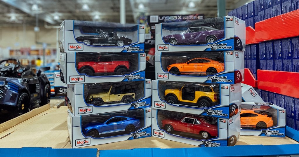 model cars on display at Costco