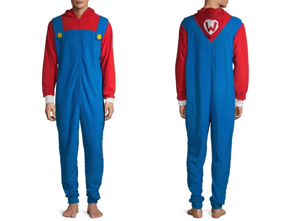 Men's Super Mario Brothers Mario Union Suit front and back