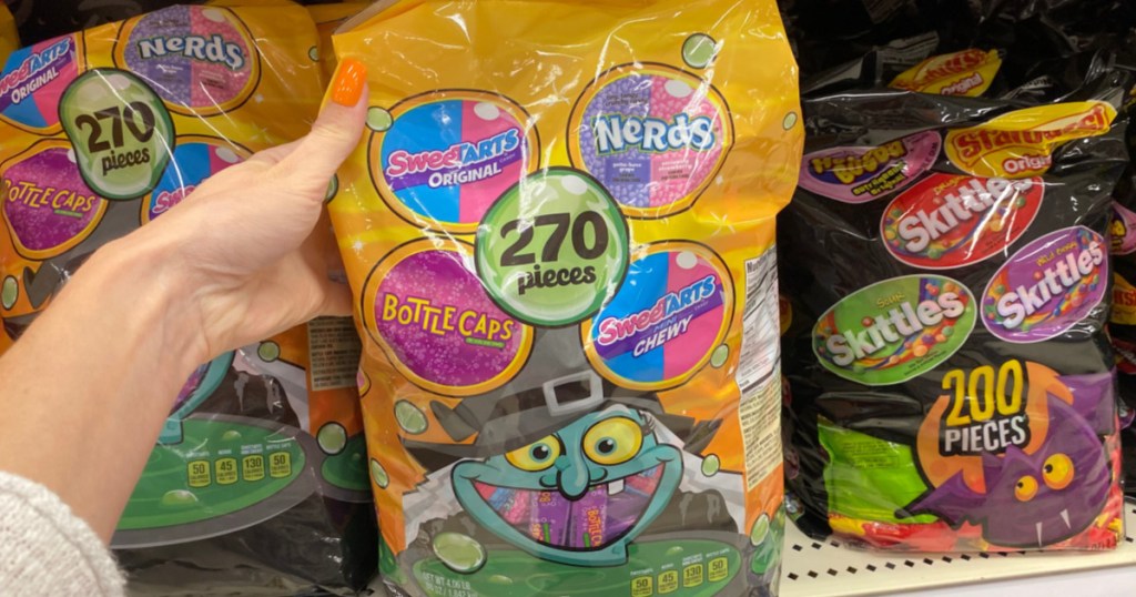 nerds variety bag in hand in store