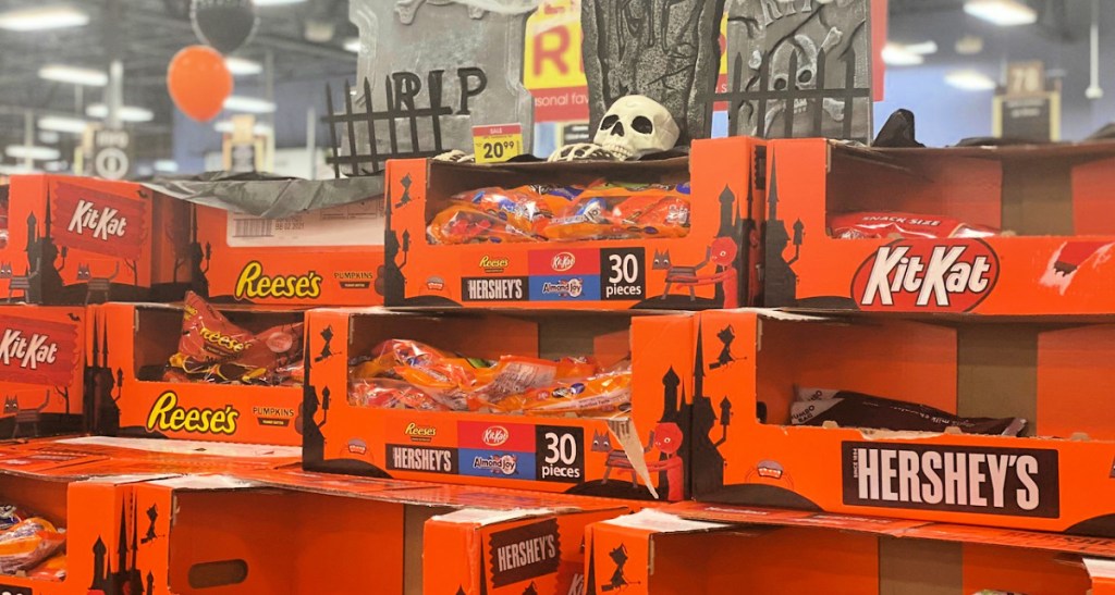 reeses, hershey's, kit kat bagged candy at store