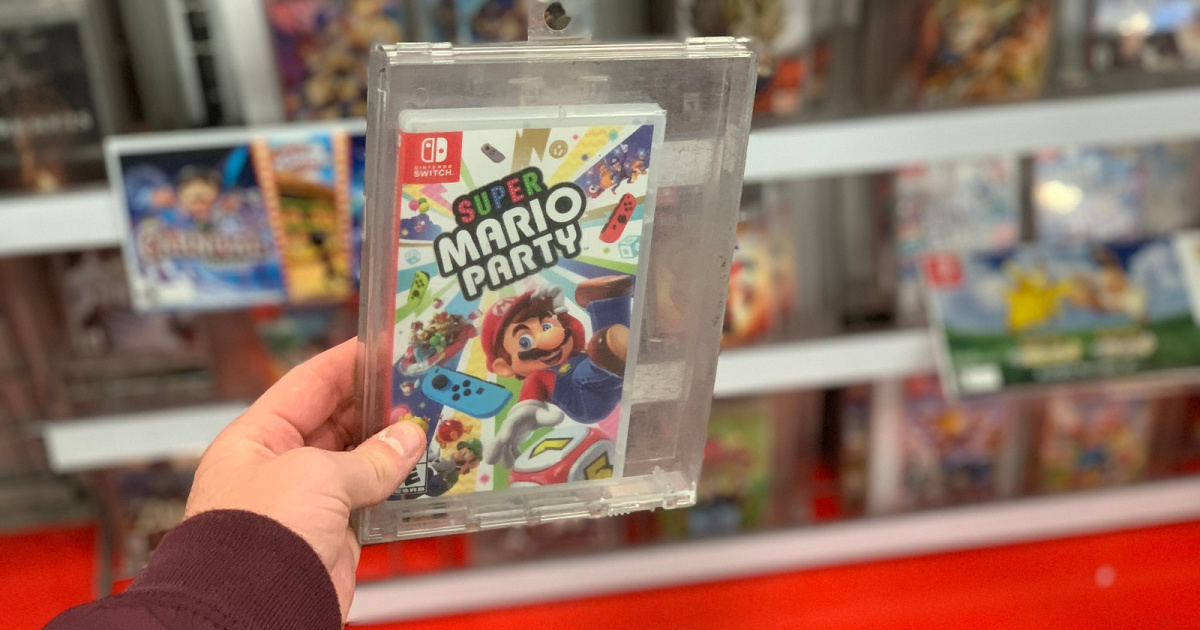 super mario party game in hand in store