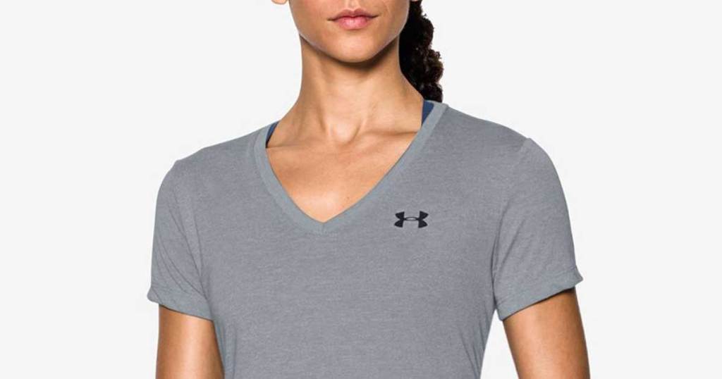 gray tshirt on a woman
