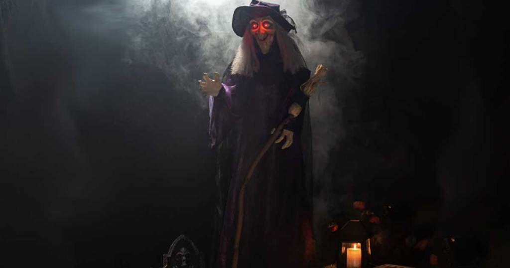 Wicked Wanda 5' Animatronic Witch Just $45 Shipped | LED Glowing Eyes